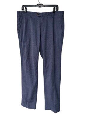Ted Baker London patterned straight leg cotton pants navy blue men's size 36R